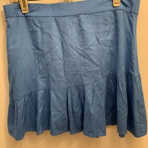 XIX Palms Blue Ruffle Skirt XL Linen‎ Blend Casual Summer Beach Vacation